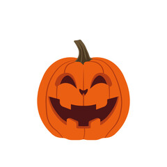 Scary pumpkin with creepy eyes and smiling face for Halloween decoration and trick-or-treat tradition, Vector flat illustration design