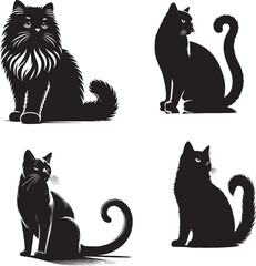silhouette of clean vector of cat isolated