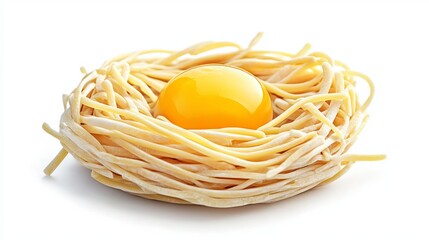 Egg pasta nest isolated on a white background