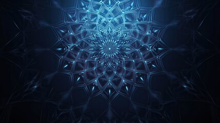 An Islamic background with futuristic geometric design, merging traditional Islamic patterns with a modern, high-tech aesthetic.