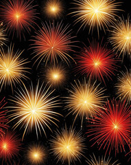 Glowing firework sparks with gradient from bright red to gold