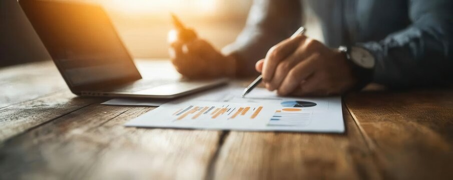 Startup professionals reviewing customer acquisition costs for an eCommerce business, financial reports in view