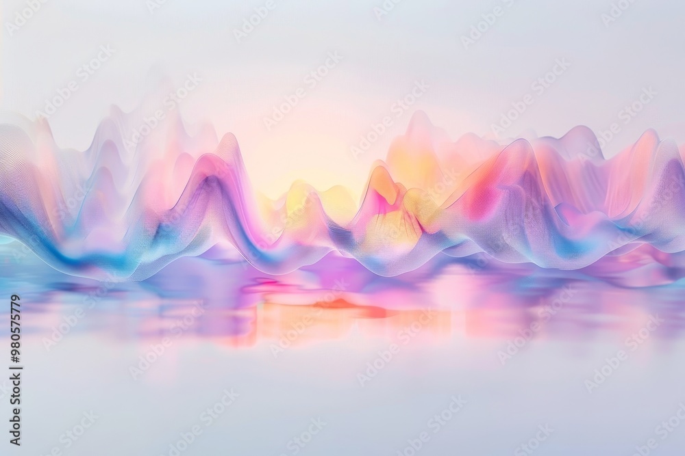 Poster Colorful abstract waves flowing in dynamic motion, featuring smooth lines and vibrant energy in a modern, artistic design