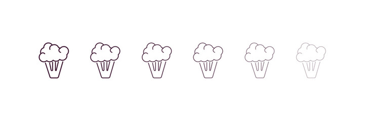 broccoli porcion outline icon. Linear vector from gym concept. 6 different line style broccoli porcion icon included thin, light, regular, medium, bold, black