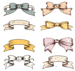 Set of low fi ribbons hand drawn