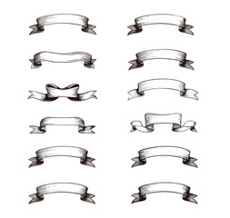 Set of low fi ribbons hand drawn