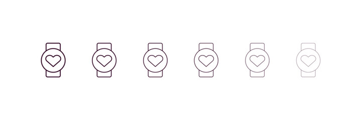 pulsometer outline icon. Linear vector from gym concept. 6 different line style pulsometer icon included thin, light, regular, medium, bold, black