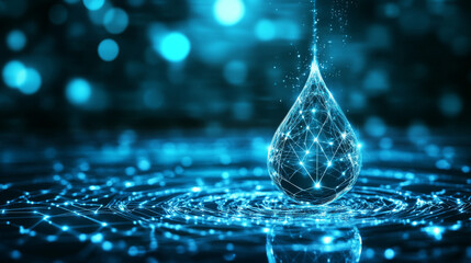 A digital background with a water drop. The image uses abstract lines that look like circuits. It's a vector illustration, meaning it can be resized without losing quality.