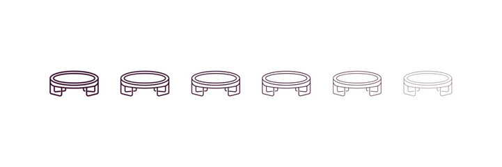 trampoline outline icon. Linear vector from gym concept. 6 different line style trampoline icon included thin, light, regular, medium, bold, black