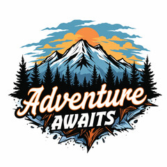Vector illustration the adventure awaits logo