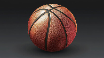 Fototapeta premium A realistic basketball, perfect for a championship design, is set against a dark background. This vector image is high quality and suitable for professional use.