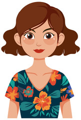 Woman in Floral Dress Illustration