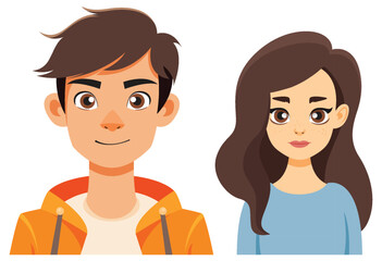 Obraz premium Young Man and Woman Illustration