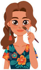 Woman Applying Makeup Illustration