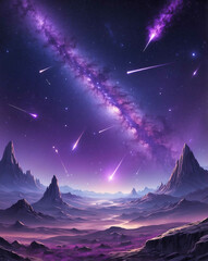 Obraz premium Purple galaxy with scattered meteor showers