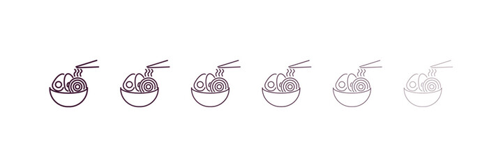 ramen outline icon. Linear vector from hotel concept. 6 different line style ramen icon included thin, light, regular, medium, bold, black