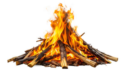 A campfire with Burning Logs in the Open Air, A Classic Source of Heat and Light, transparent background, bonfire
