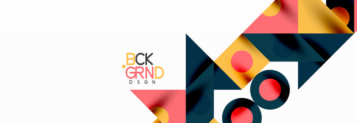 Trendy colorful circles, lines, arrows, triangles and other geometric shapes. Vector Illustration For Wallpaper, Banner, Background, Card, Book Illustration, landing page