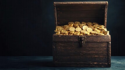 A treasure chest filled with gleaming gold coins, symbolizing successful investment and wealth returns