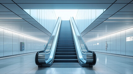 An escalator, with a clean and modern design