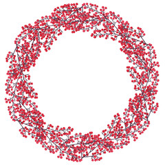 赤い実　クリスマス　リース