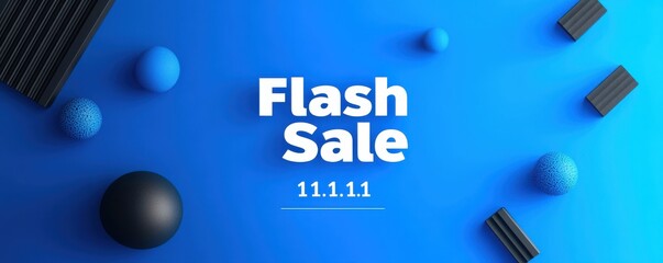 Vibrant flash sale banner with dynamic blue background and bold white text for promotions and marketing campaigns.
