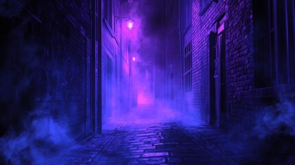 Fototapeta premium Mysterious Purple Fog in Enchanted Alleyway