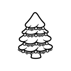 cute-christmas-tree-outline-decorative-lights-cartoon-vector.eps