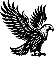 Obraz premium Feathered Majesty: Black Eagle Vector Icon Design, Generated With AI