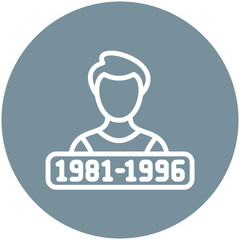 Millennials vector icon illustration of Generation Gap iconset.