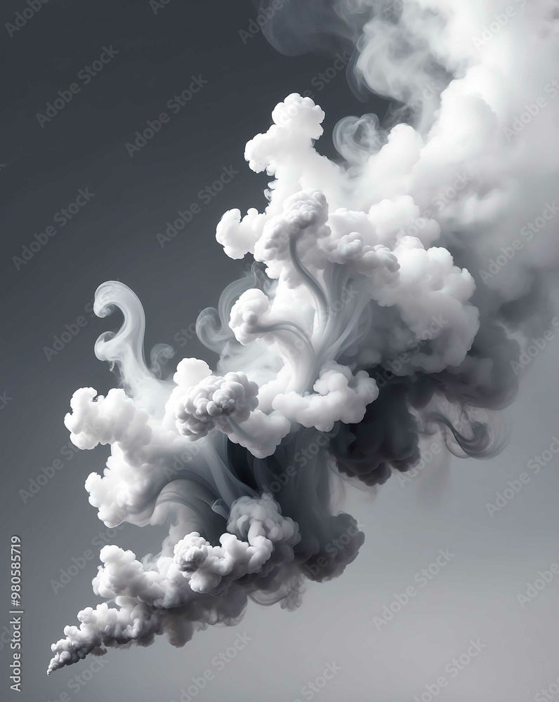 Sticker Wispy smoke gradient with gray to white transition