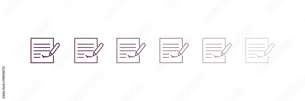 Poster contract outline icon. linear vector from human resources concept. 6 different line style contract i
