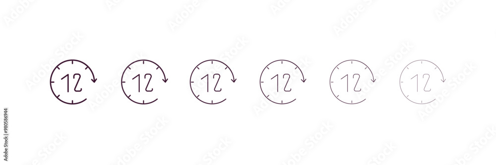 Poster 12 hours outline icon. linear vector from human resources concept. 6 different line style 12 hours i