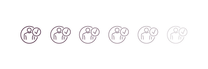 candidate outline icon. Linear vector from human resources concept. 6 different line style candidate icon included thin, light, regular, medium, bold, black