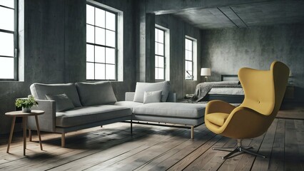 modern living room with armchair