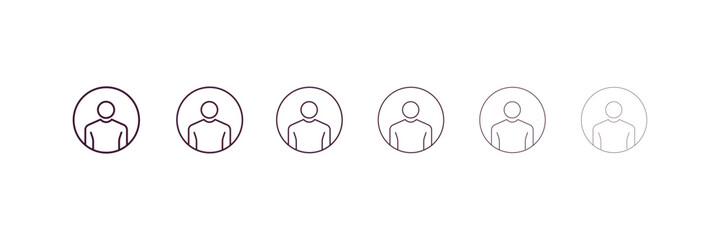 profiles outline icon. Linear vector from human resources concept. 6 different line style profiles icon included thin, light, regular, medium, bold, black