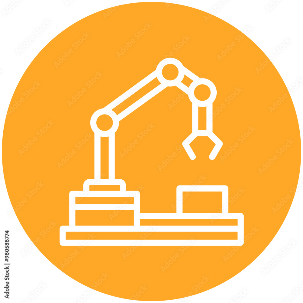 Poster Assembly Machine vector icon illustration of Robotics iconset.