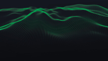 Futuristic particle wave. Abstract technology background. Big data visualization. Vector illustration