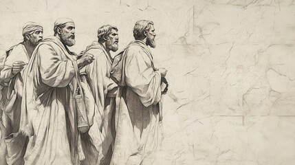 Fototapeta premium Revival and renewal as messengers travel across Judah and Israel, calling the people to celebrate Passover under Hezekiah, a biblical illustration symbolizing faith, ideal for faith-based education