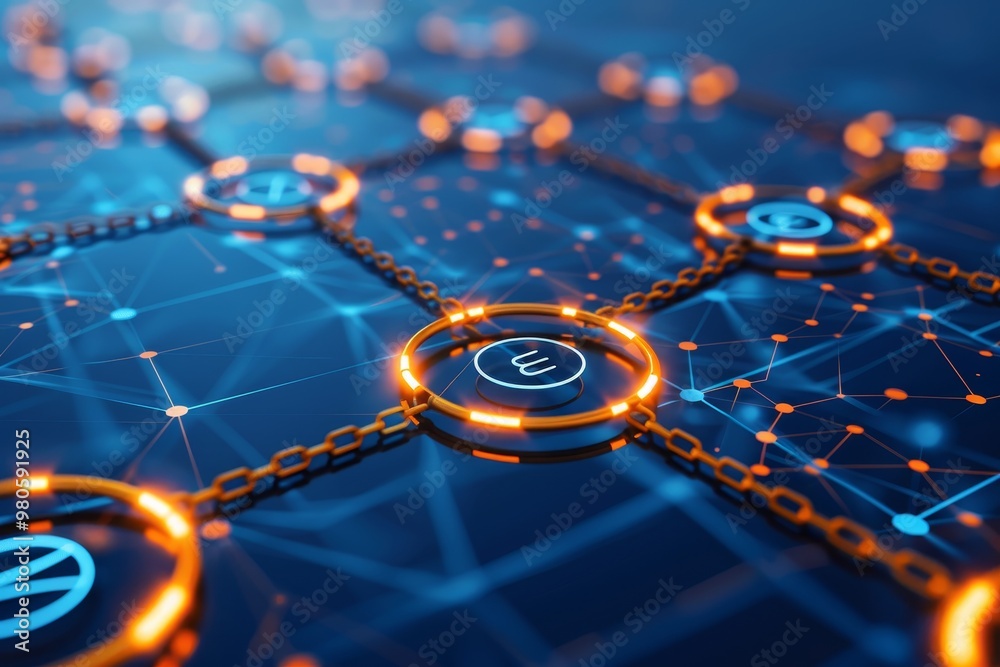 Fototapete Digital data streams with binary codes, symbolizing the flow of information in cyberspace and the intricate design of modern technology and programming.