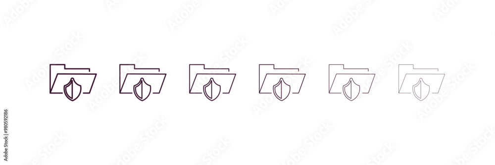 Poster folder security outline icon. linear vector from internet security concept. 6 different line style f