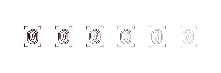 fingerprint scan outline icon. Linear vector from internet security concept. 6 different line style fingerprint scan icon included thin, light, regular, medium, bold, black