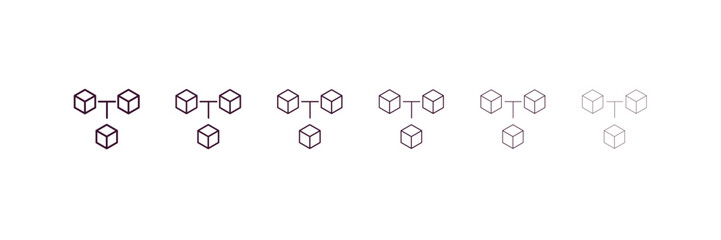 network cubes outline icon. Linear vector from internet security concept. 6 different line style network cubes icon included thin, light, regular, medium, bold, black