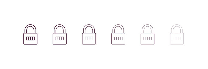 padlock outline icon. Linear vector from internet security concept. 6 different line style padlock icon included thin, light, regular, medium, bold, black