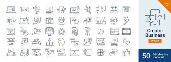 Creator icons Pixel perfect. phone, movie, web, ...	

