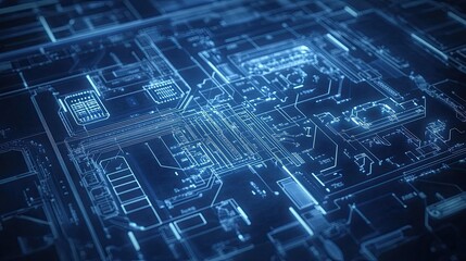Futuristic Blue Circuit Board Technology Background