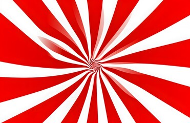 Sunburst background. Red and white background with rays of light radiating from the center, creating an abstract pattern that resembles candy cane stripes