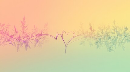 Obraz premium Soft Romantic Background with Heart and Floral Elements