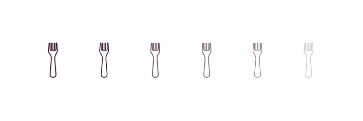 fork outline icon. Linear vector from kitchen concept. 6 different line style fork icon included thin, light, regular, medium, bold, black
