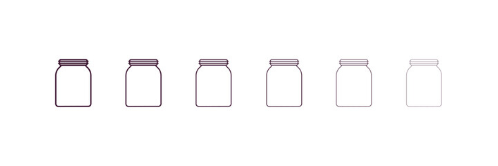 jar outline icon. Linear vector from kitchen concept. 6 different line style jar icon included thin, light, regular, medium, bold, black